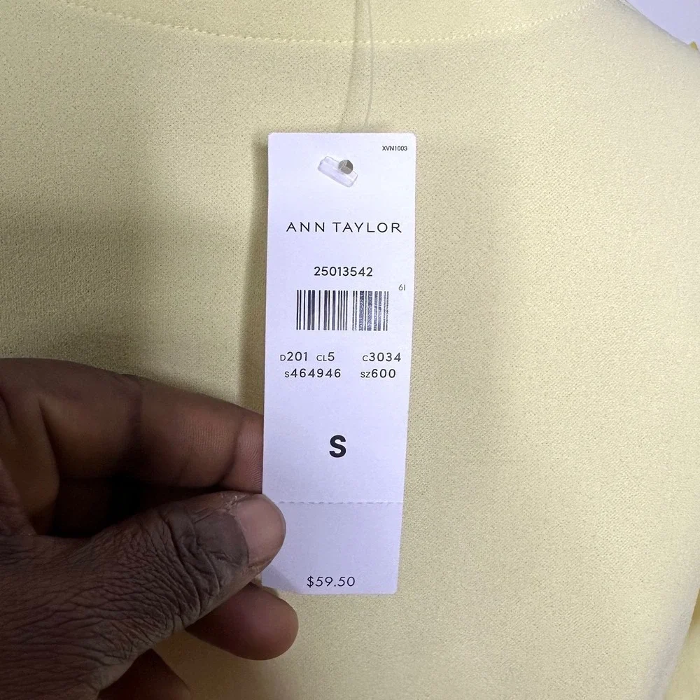 Ann Taylor Women's V-Neck 3/4 Bell Sleeve Blouse Size Small‎ Yellow NWT - Picture 5 of 11
